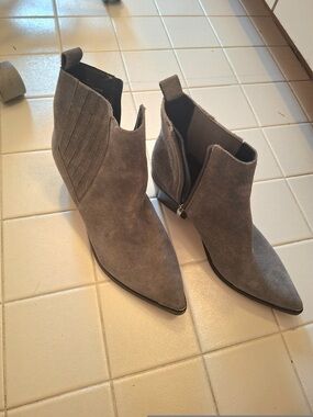 Marc Fisher grey suede cowboy booties